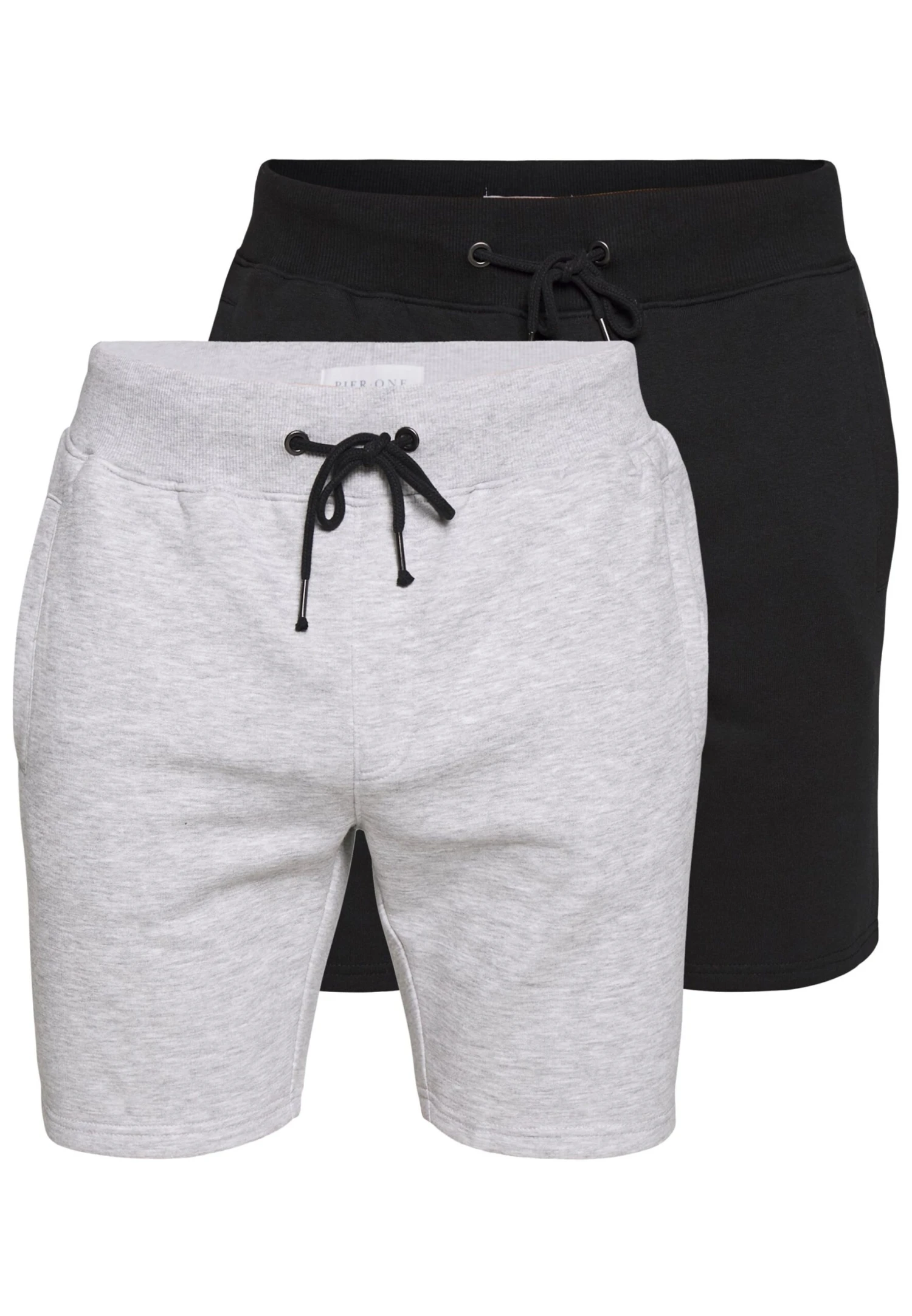 Pier One 2 Pack - Shorts -Light Grey /Black 1 Pier One 2 Pack - Shorts -Light Grey /Black