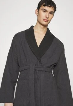 Pier One Shawl Towel Bathrobe - Badjas - Dark Grey -Pier One aedd72cbd7d04b83bcef8a6c104e08f9